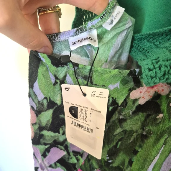 NWT Desigual Women’s Green Crochet Halter Maxi Dress – Size S - Picture 7 of 8